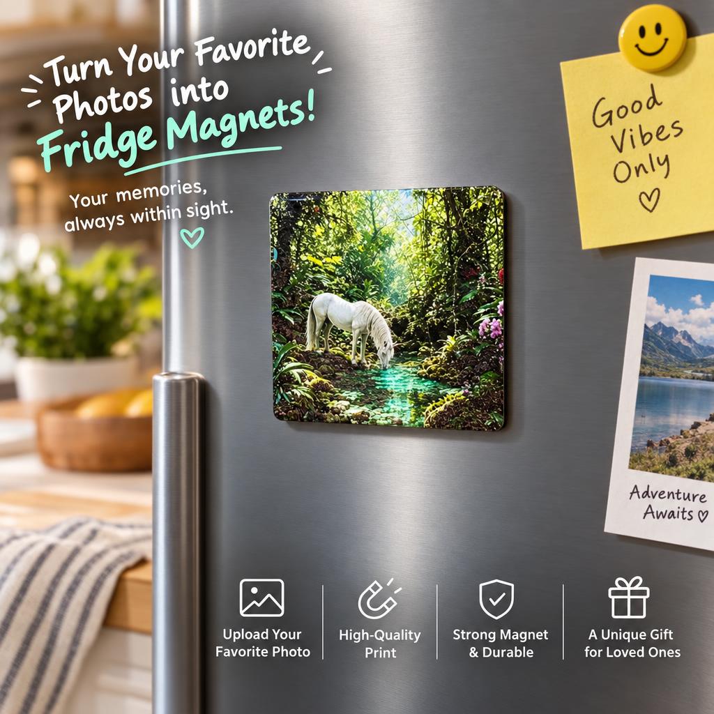 Custom Square Fridge Magnets – Wood, Ceramic & Acrylic | UV Printed BXT-002